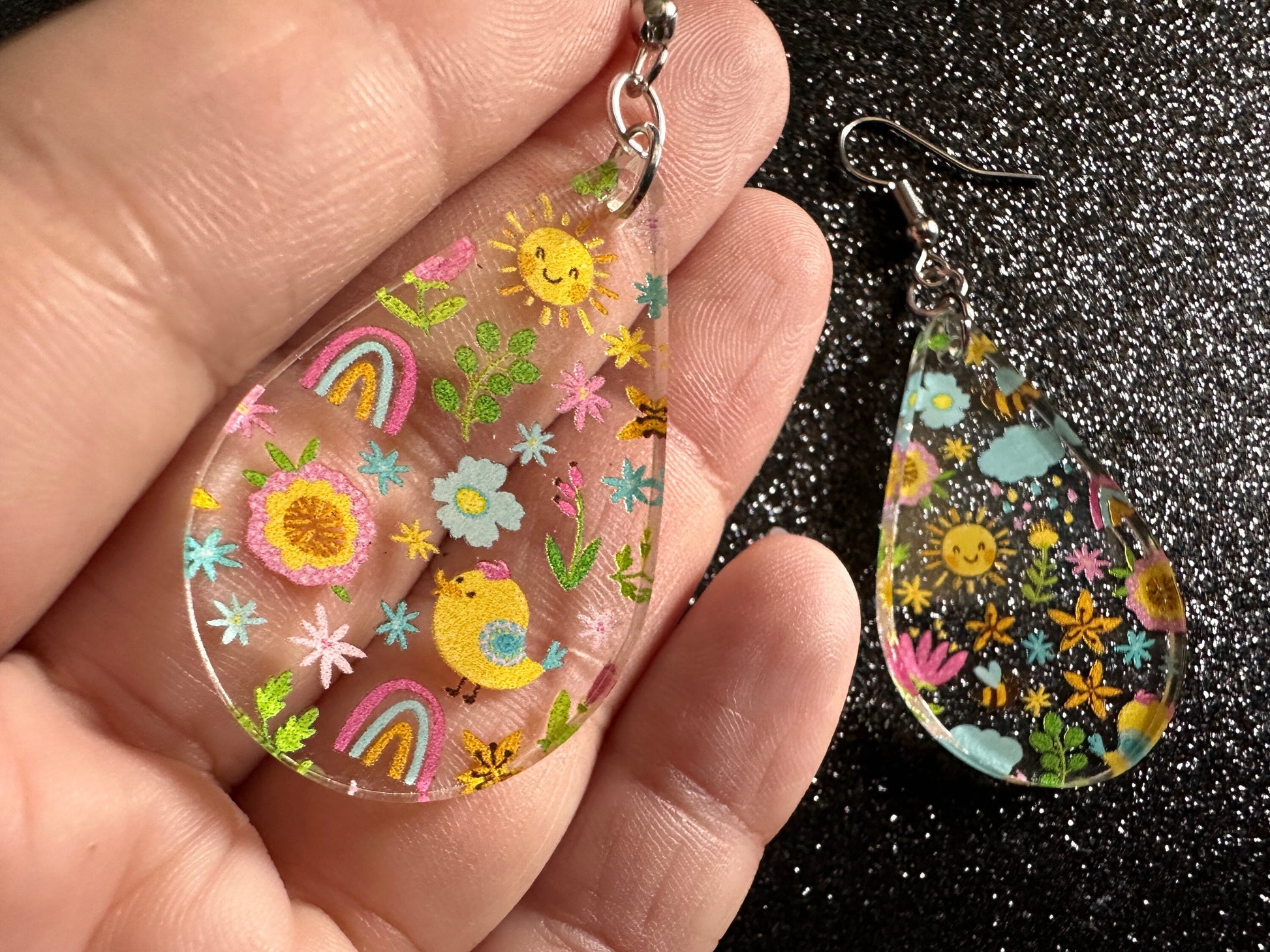 Spring Earrings: Laser Cut Acrylic Earrings, Rain, Birds, Flowers, Rainbows, Summer, Fun, Hearts, Sun, Weather, Best Gifts for Her/Him/Them