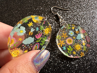 Spring Earrings: Laser Cut Acrylic Earrings, Rain, Birds, Flowers, Rainbows, Summer, Fun, Hearts, Sun, Weather, Best Gifts for Her/Him/Them
