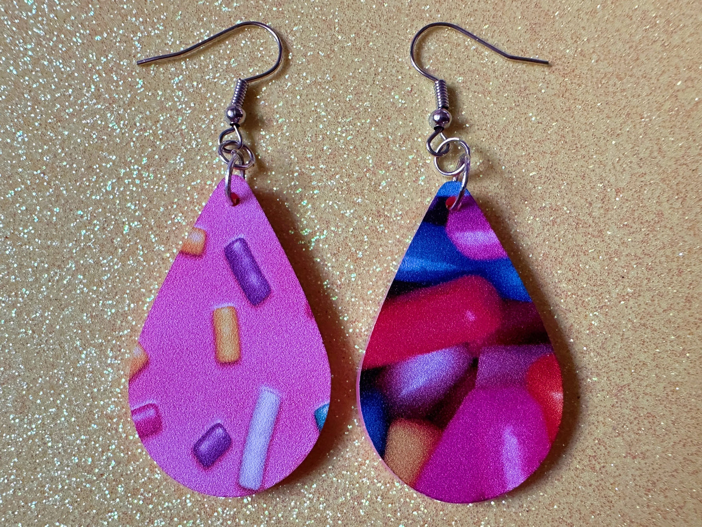 Sprinkles Earrings: Laser Cut Acrylic Sprinkles, Donut Donuts, Dessert, Cake, Ice Cream, Bakery, Food, Pink, Best Gifts for Her/Him/Them