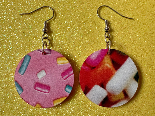 Sprinkles Earrings: Laser Cut Acrylic Sprinkles, Donut Donuts, Dessert, Cake, Ice Cream, Bakery, Food, Pink, Best Gifts for Her/Him/Them