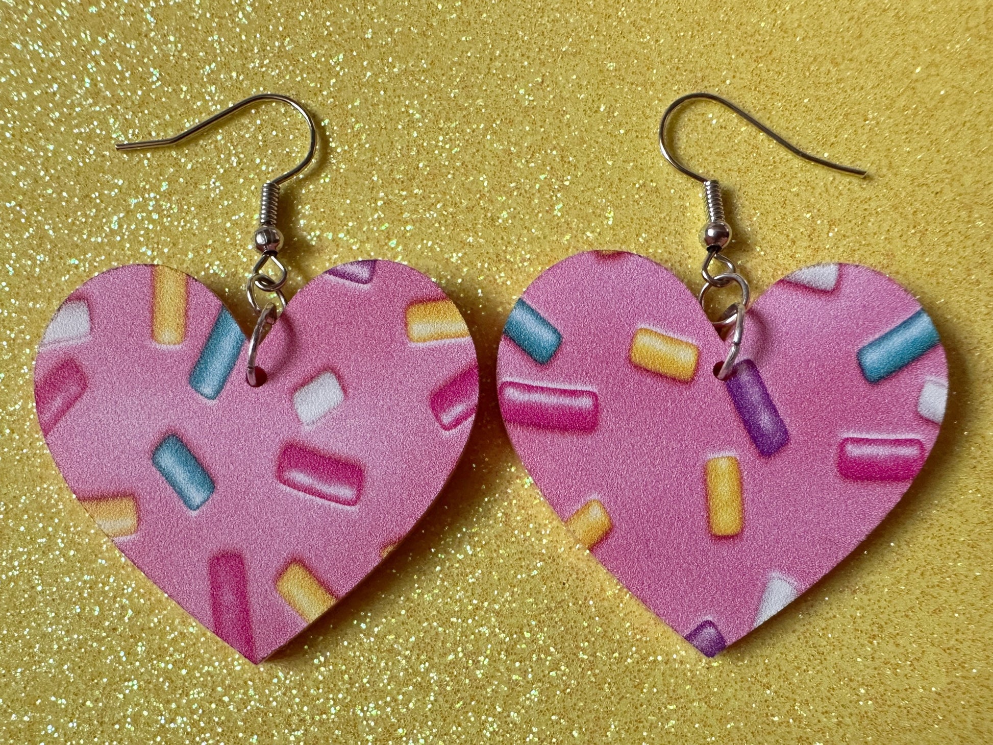 Sprinkles Earrings: Laser Cut Acrylic Sprinkles, Donut Donuts, Dessert, Cake, Ice Cream, Bakery, Food, Pink, Best Gifts for Her/Him/Them