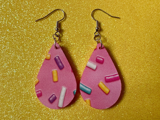 Sprinkles Earrings: Laser Cut Acrylic Sprinkles, Donut Donuts, Dessert, Cake, Ice Cream, Bakery, Food, Pink, Best Gifts for Her/Him/Them