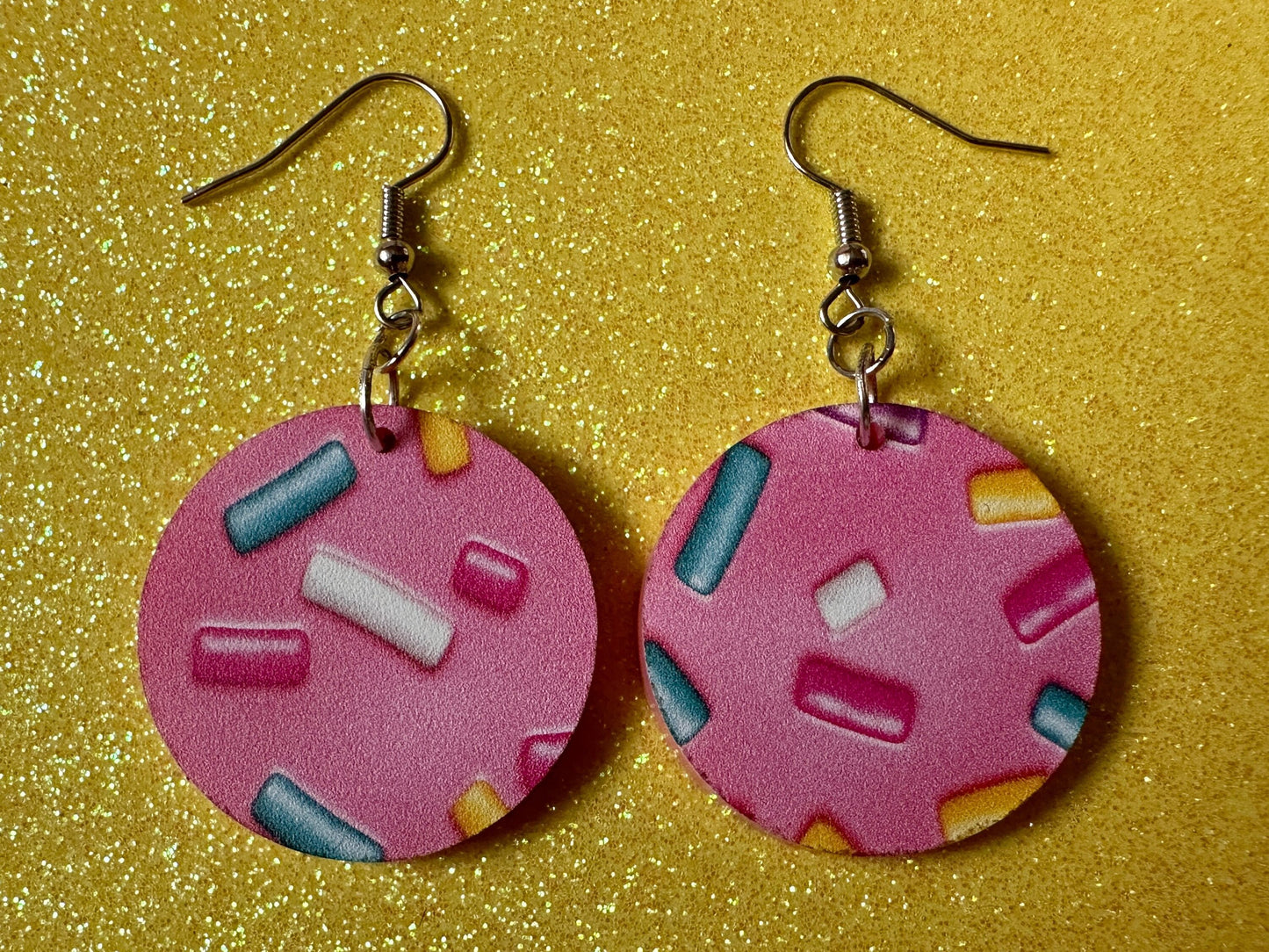 Sprinkles Earrings: Laser Cut Acrylic Sprinkles, Donut Donuts, Dessert, Cake, Ice Cream, Bakery, Food, Pink, Best Gifts for Her/Him/Them
