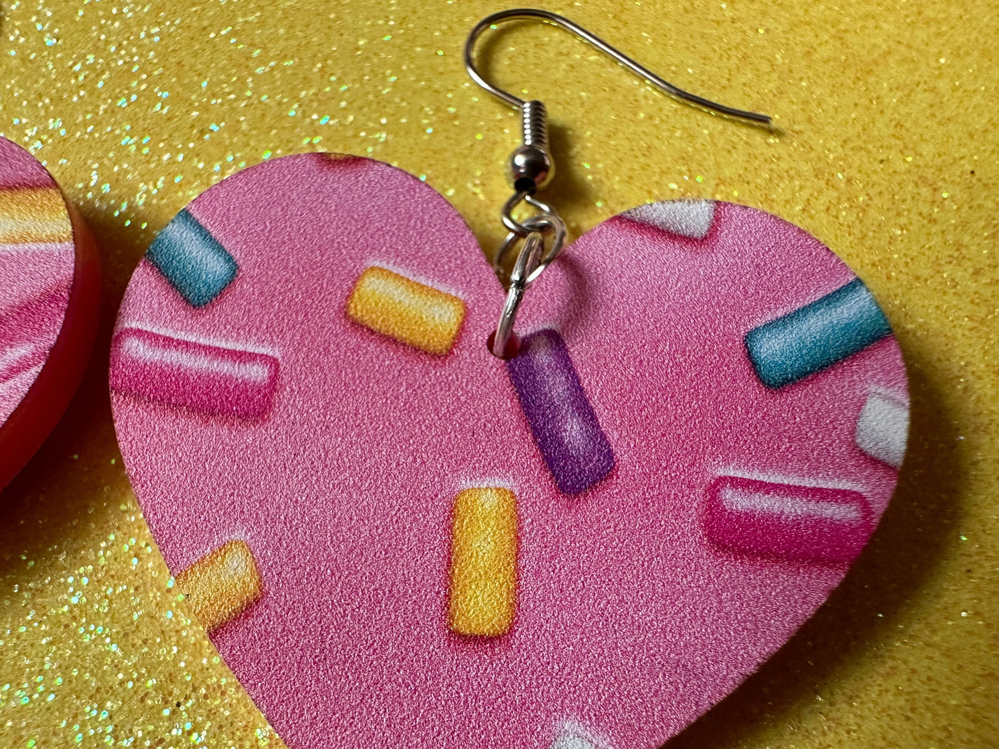 Sprinkles Earrings: Laser Cut Acrylic Sprinkles, Donut Donuts, Dessert, Cake, Ice Cream, Bakery, Food, Pink, Best Gifts for Her/Him/Them
