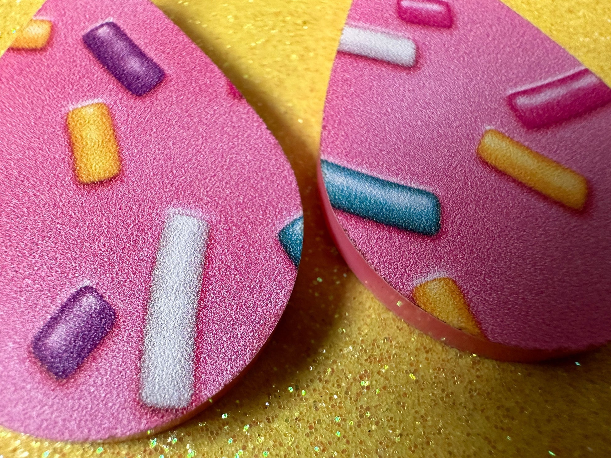 Sprinkles Earrings: Laser Cut Acrylic Sprinkles, Donut Donuts, Dessert, Cake, Ice Cream, Bakery, Food, Pink, Best Gifts for Her/Him/Them