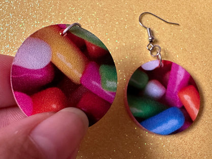 Sprinkles Earrings: Laser Cut Acrylic Sprinkles, Donut Donuts, Dessert, Cake, Ice Cream, Bakery, Food, Pink, Best Gifts for Her/Him/Them