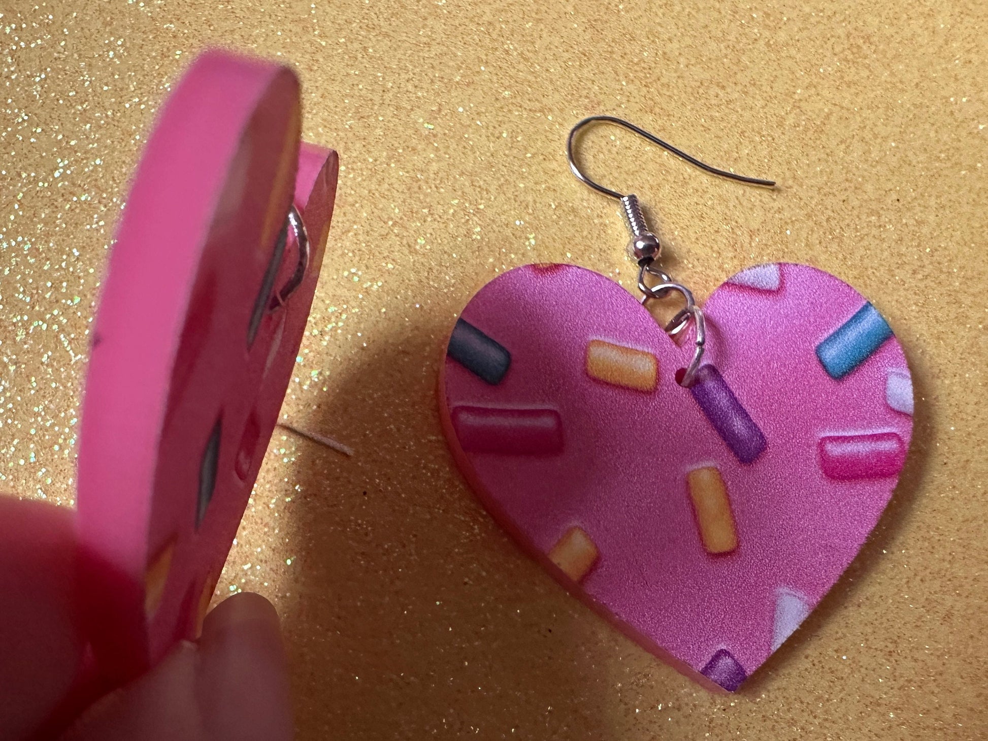 Sprinkles Earrings: Laser Cut Acrylic Sprinkles, Donut Donuts, Dessert, Cake, Ice Cream, Bakery, Food, Pink, Best Gifts for Her/Him/Them