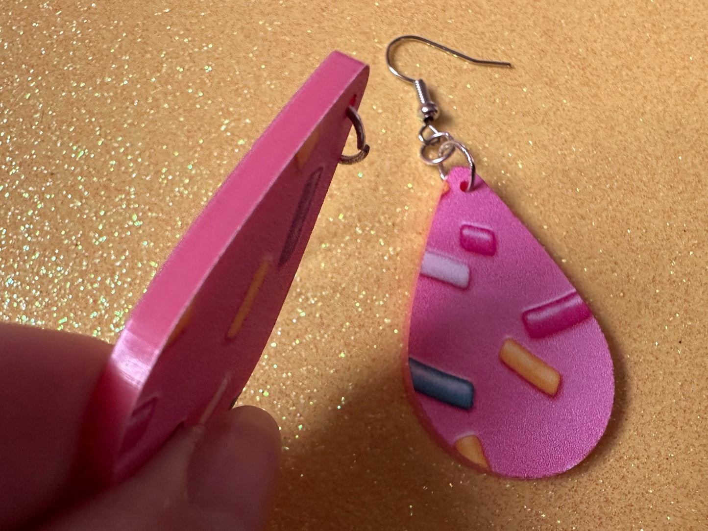 Sprinkles Earrings: Laser Cut Acrylic Sprinkles, Donut Donuts, Dessert, Cake, Ice Cream, Bakery, Food, Pink, Best Gifts for Her/Him/Them
