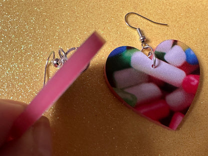 Sprinkles Earrings: Laser Cut Acrylic Sprinkles, Donut Donuts, Dessert, Cake, Ice Cream, Bakery, Food, Pink, Best Gifts for Her/Him/Them