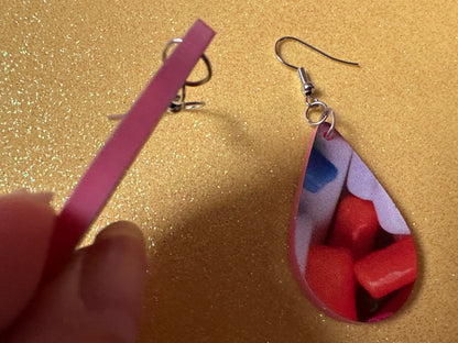 Sprinkles Earrings: Laser Cut Acrylic Sprinkles, Donut Donuts, Dessert, Cake, Ice Cream, Bakery, Food, Pink, Best Gifts for Her/Him/Them
