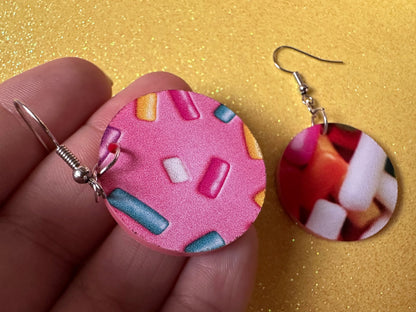 Sprinkles Earrings: Laser Cut Acrylic Sprinkles, Donut Donuts, Dessert, Cake, Ice Cream, Bakery, Food, Pink, Best Gifts for Her/Him/Them