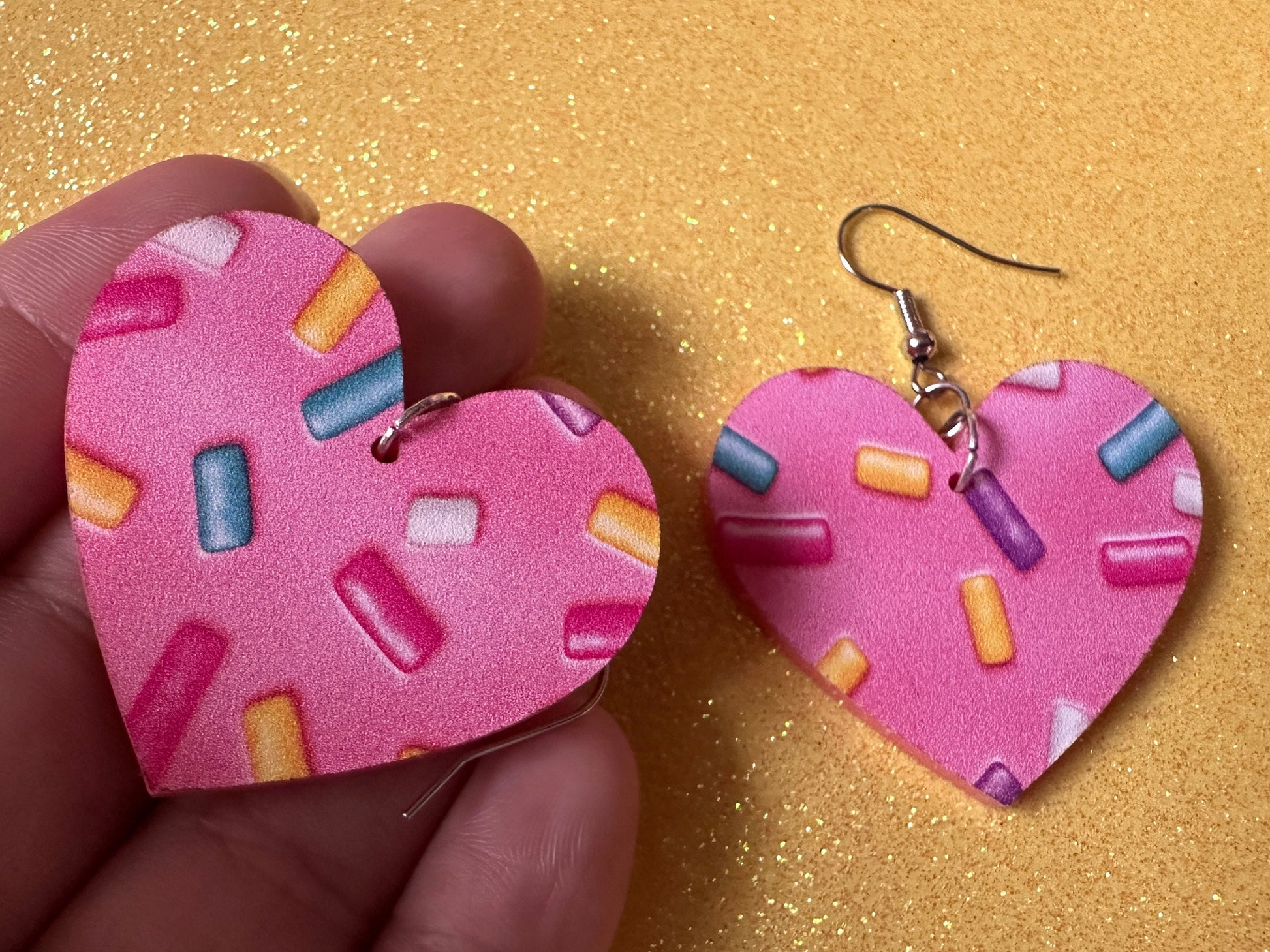 Sprinkles Earrings: Laser Cut Acrylic Sprinkles, Donut Donuts, Dessert, Cake, Ice Cream, Bakery, Food, Pink, Best Gifts for Her/Him/Them