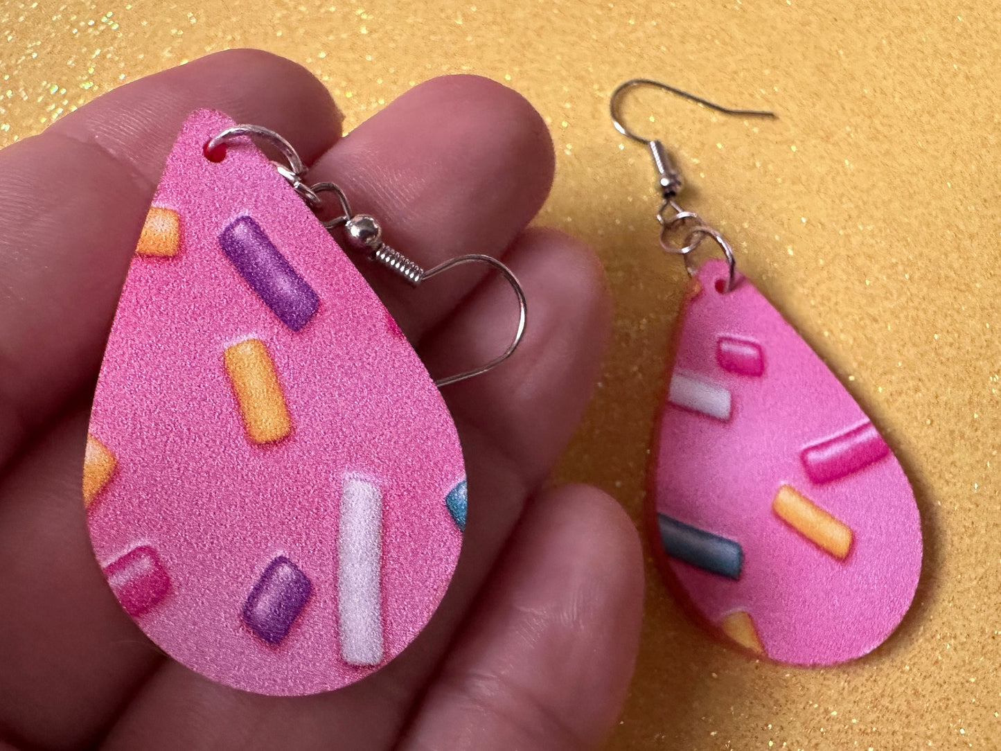 Sprinkles Earrings: Laser Cut Acrylic Sprinkles, Donut Donuts, Dessert, Cake, Ice Cream, Bakery, Food, Pink, Best Gifts for Her/Him/Them