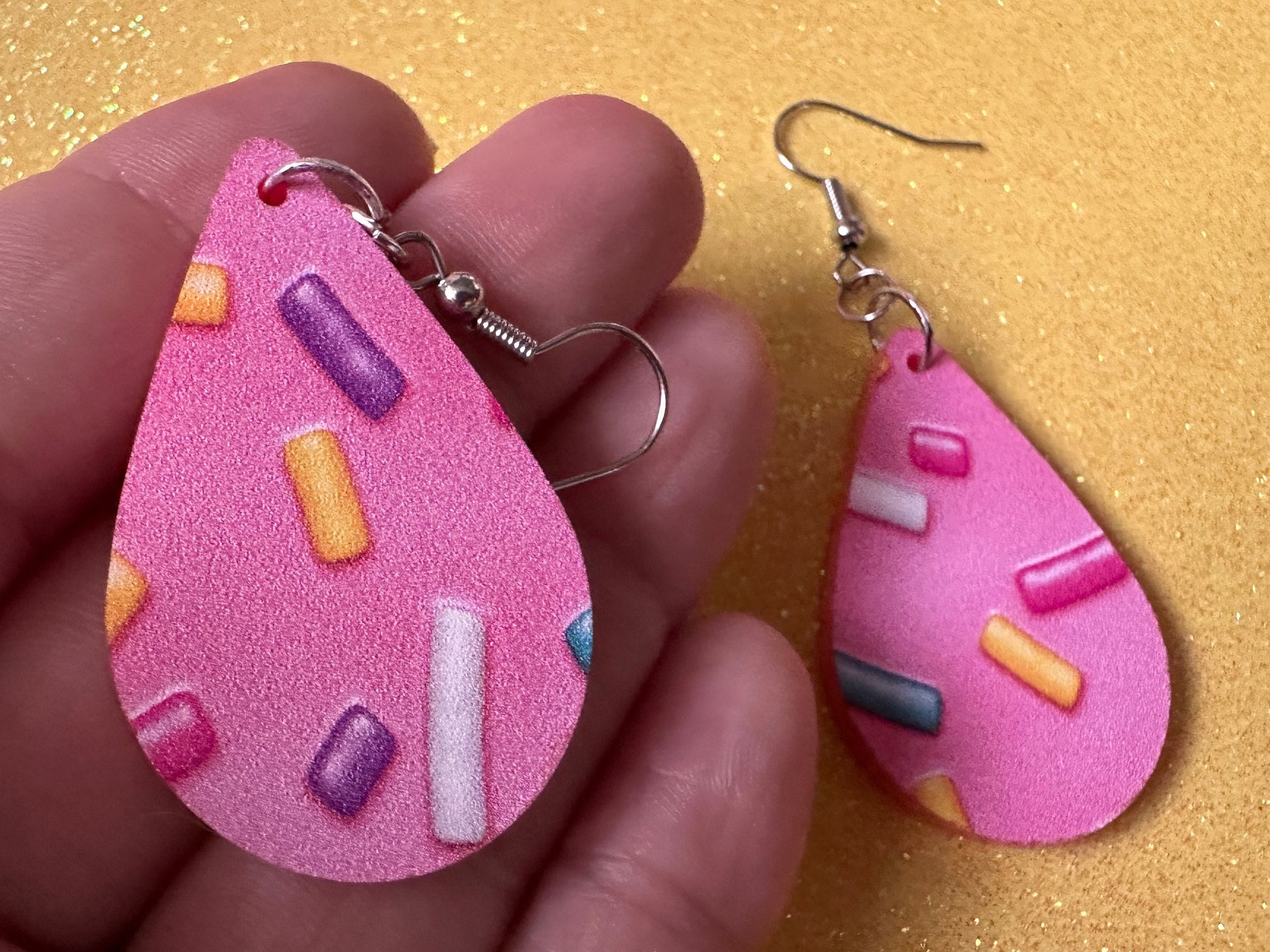 Sprinkles Earrings: Laser Cut Acrylic Sprinkles, Donut Donuts, Dessert, Cake, Ice Cream, Bakery, Food, Pink, Best Gifts for Her/Him/Them
