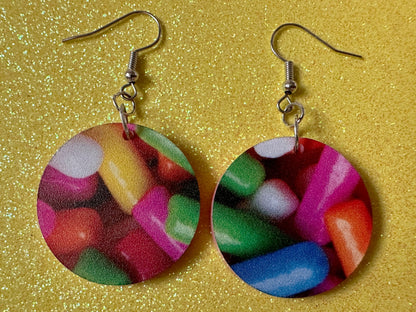 Sprinkles Earrings: Laser Cut Acrylic Sprinkles, Donut Donuts, Dessert, Cake, Ice Cream, Bakery, Food, Pink, Best Gifts for Her/Him/Them