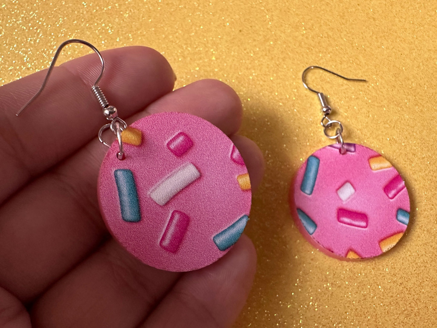 Sprinkles Earrings: Laser Cut Acrylic Sprinkles, Donut Donuts, Dessert, Cake, Ice Cream, Bakery, Food, Pink, Best Gifts for Her/Him/Them
