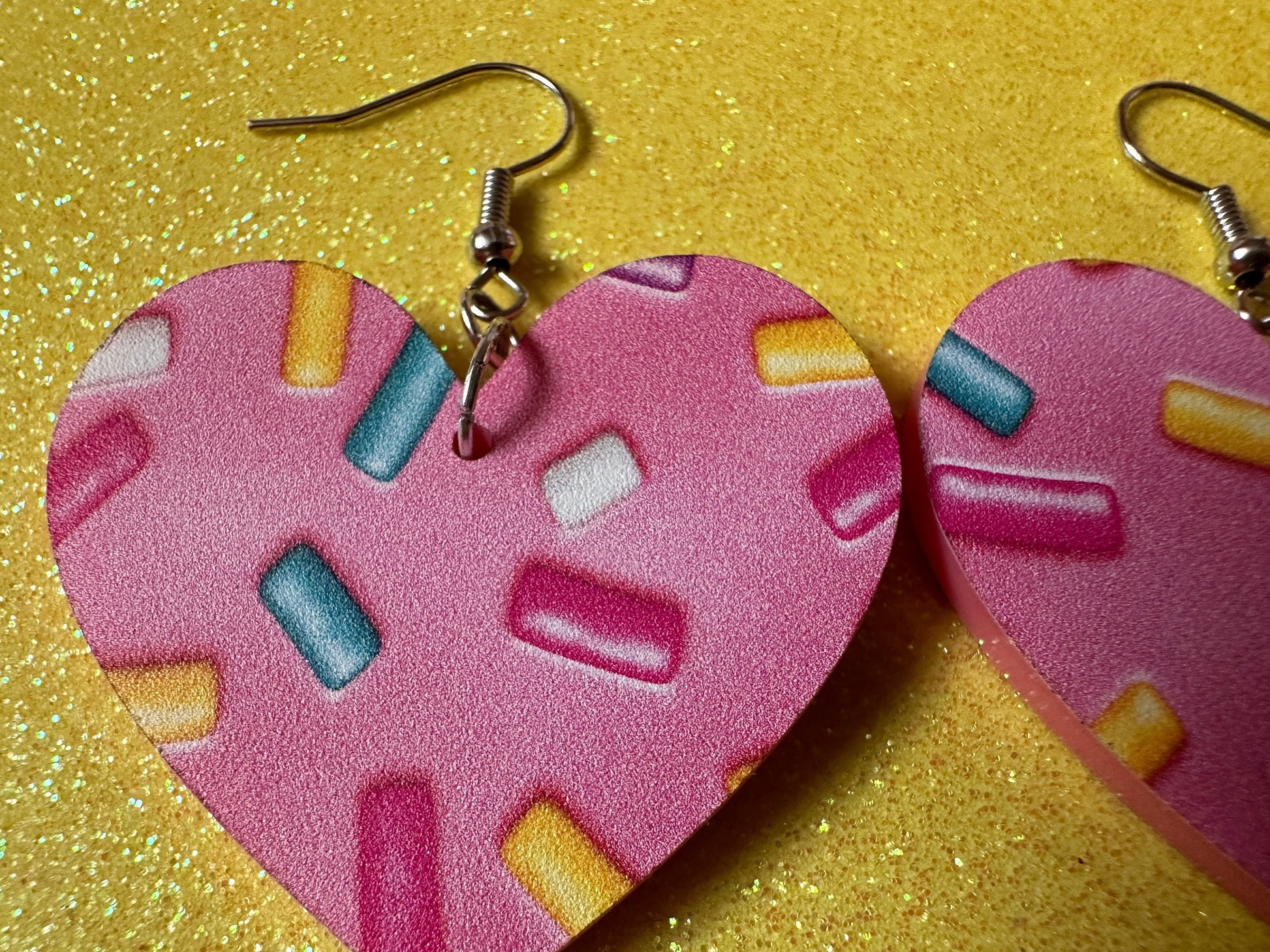 Sprinkles Earrings: Laser Cut Acrylic Sprinkles, Donut Donuts, Dessert, Cake, Ice Cream, Bakery, Food, Pink, Best Gifts for Her/Him/Them