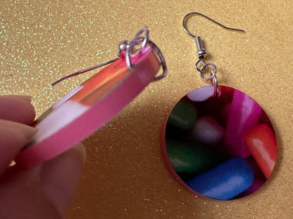 Sprinkles Earrings: Laser Cut Acrylic Sprinkles, Donut Donuts, Dessert, Cake, Ice Cream, Bakery, Food, Pink, Best Gifts for Her/Him/Them