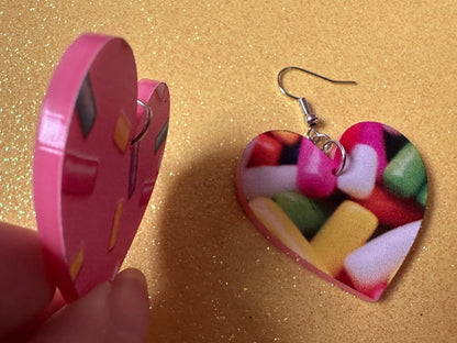 Sprinkles Earrings: Laser Cut Acrylic Sprinkles, Donut Donuts, Dessert, Cake, Ice Cream, Bakery, Food, Pink, Best Gifts for Her/Him/Them