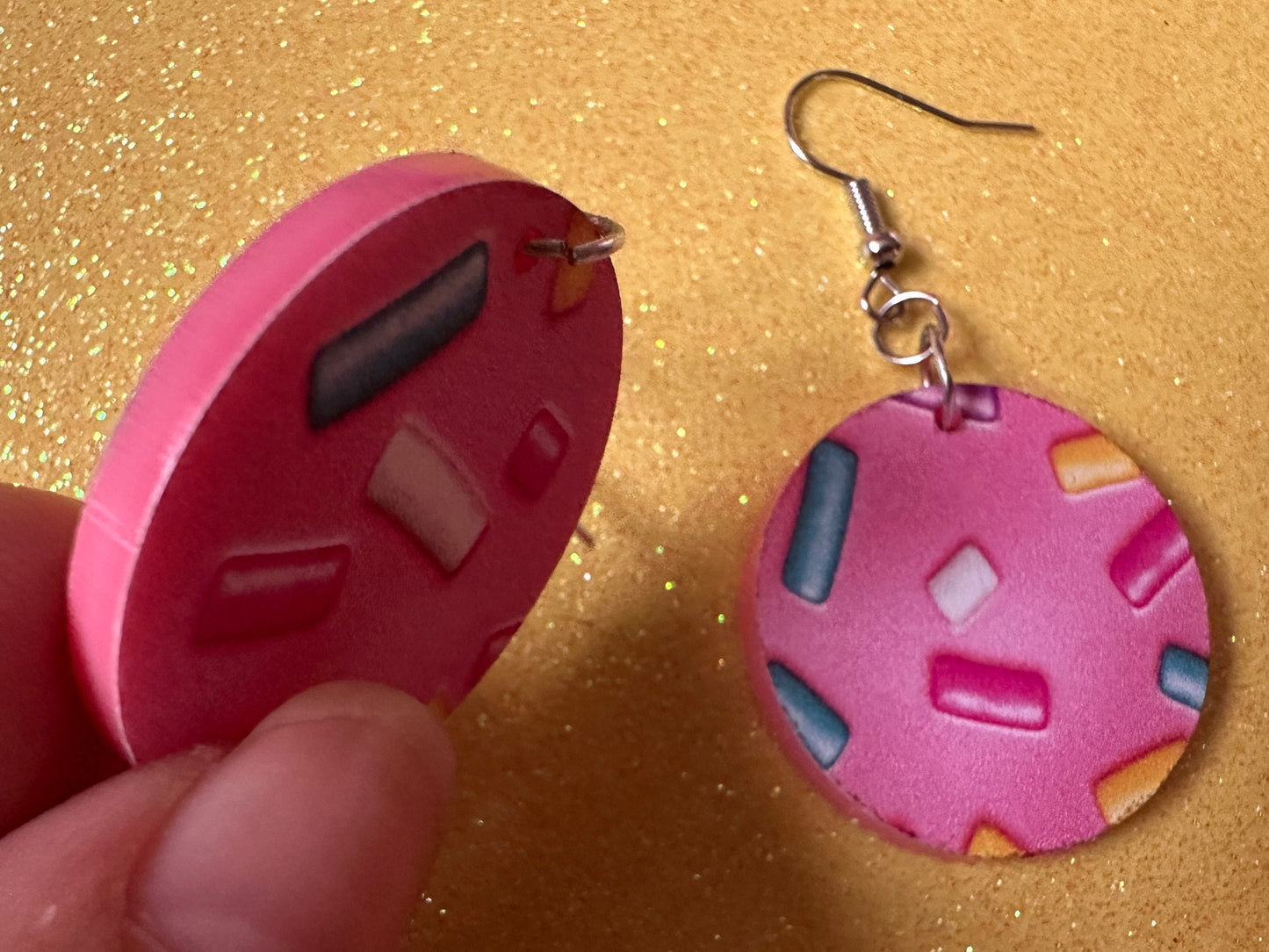 Sprinkles Earrings: Laser Cut Acrylic Sprinkles, Donut Donuts, Dessert, Cake, Ice Cream, Bakery, Food, Pink, Best Gifts for Her/Him/Them