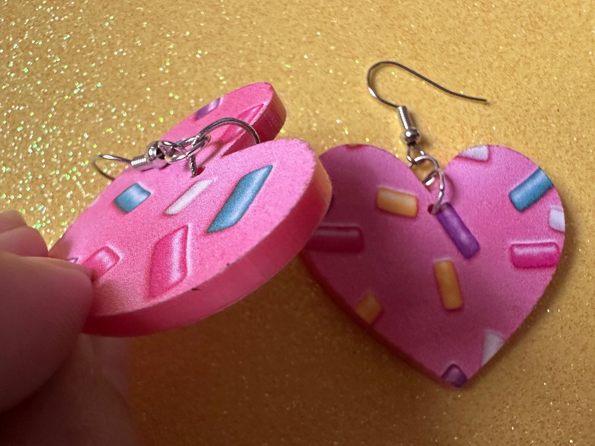 Sprinkles Earrings: Laser Cut Acrylic Sprinkles, Donut Donuts, Dessert, Cake, Ice Cream, Bakery, Food, Pink, Best Gifts for Her/Him/Them