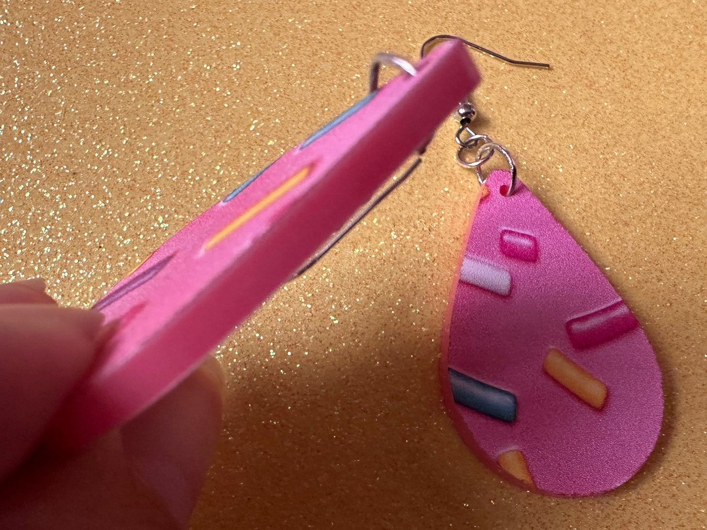 Sprinkles Earrings: Laser Cut Acrylic Sprinkles, Donut Donuts, Dessert, Cake, Ice Cream, Bakery, Food, Pink, Best Gifts for Her/Him/Them