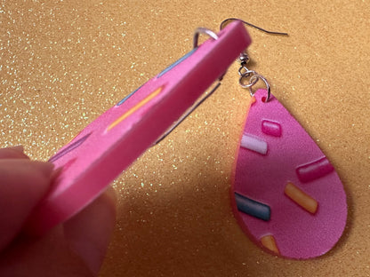 Sprinkles Earrings: Laser Cut Acrylic Sprinkles, Donut Donuts, Dessert, Cake, Ice Cream, Bakery, Food, Pink, Best Gifts for Her/Him/Them