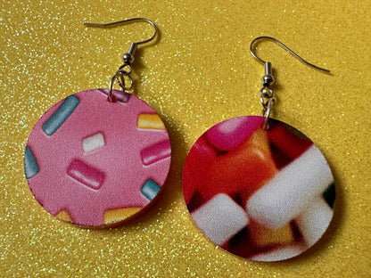 Sprinkles Earrings: Laser Cut Acrylic Sprinkles, Donut Donuts, Dessert, Cake, Ice Cream, Bakery, Food, Pink, Best Gifts for Her/Him/Them