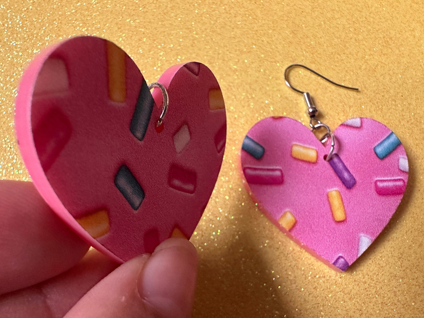 Sprinkles Earrings: Laser Cut Acrylic Sprinkles, Donut Donuts, Dessert, Cake, Ice Cream, Bakery, Food, Pink, Best Gifts for Her/Him/Them