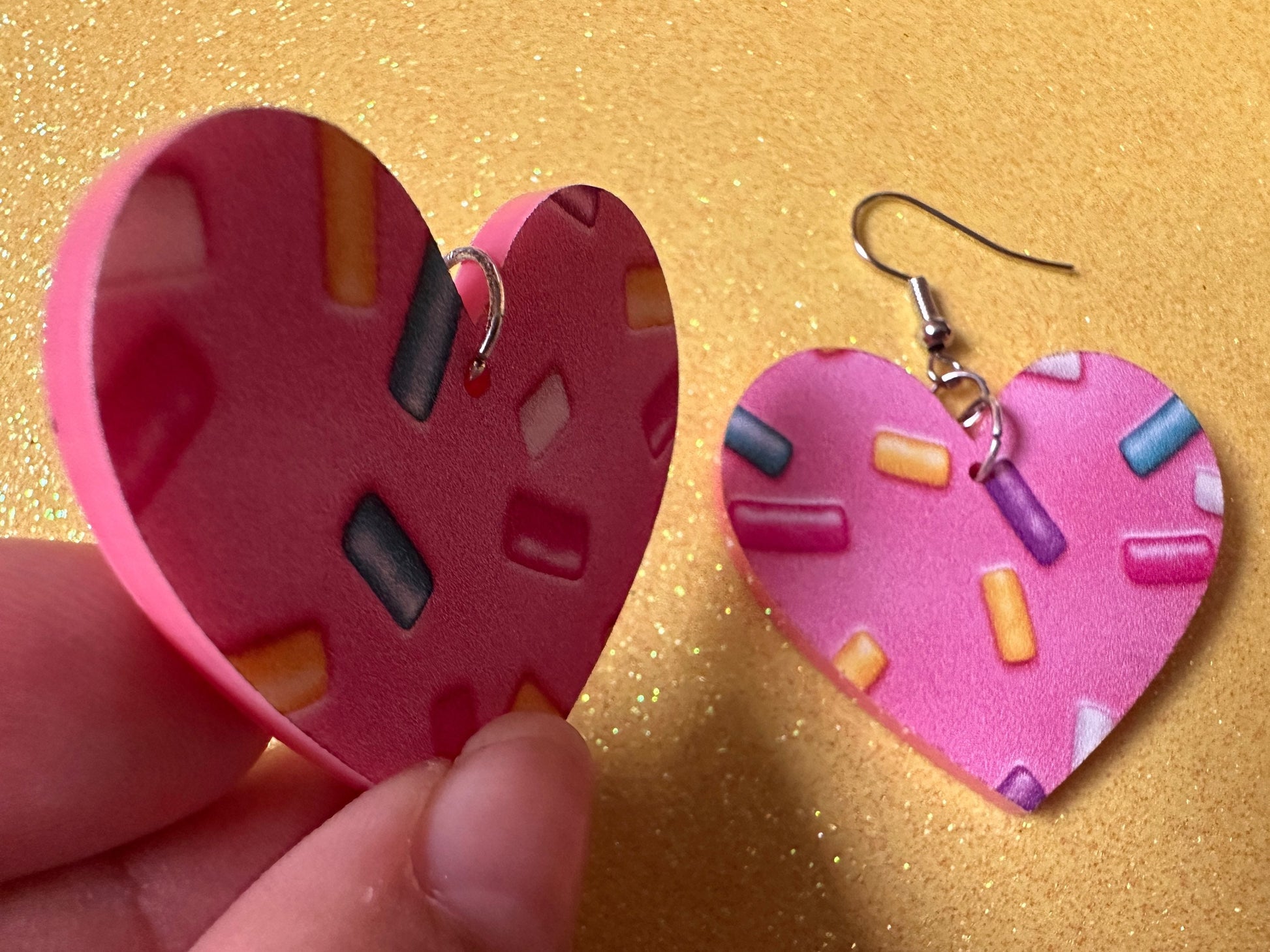 Sprinkles Earrings: Laser Cut Acrylic Sprinkles, Donut Donuts, Dessert, Cake, Ice Cream, Bakery, Food, Pink, Best Gifts for Her/Him/Them