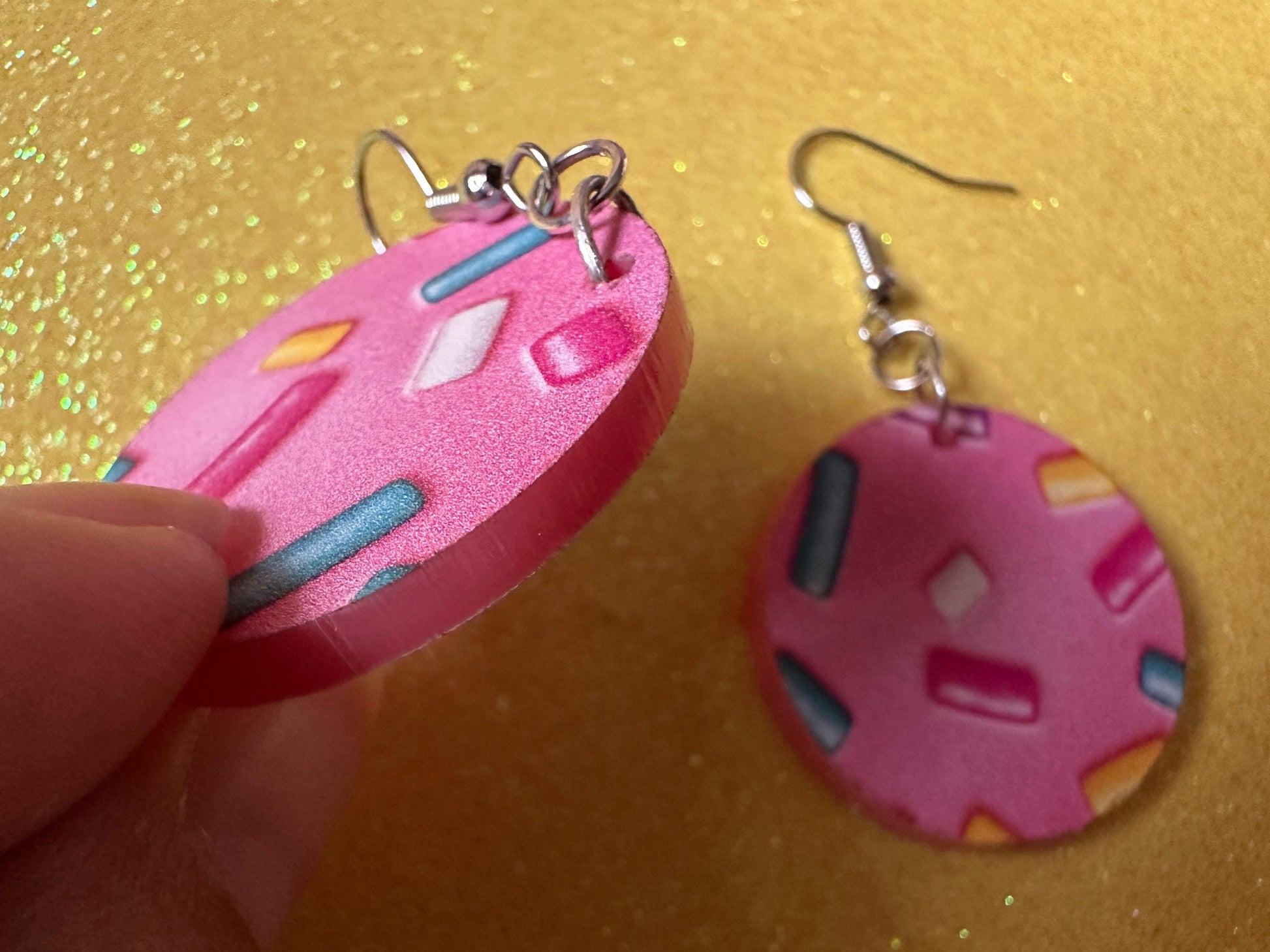 Sprinkles Earrings: Laser Cut Acrylic Sprinkles, Donut Donuts, Dessert, Cake, Ice Cream, Bakery, Food, Pink, Best Gifts for Her/Him/Them