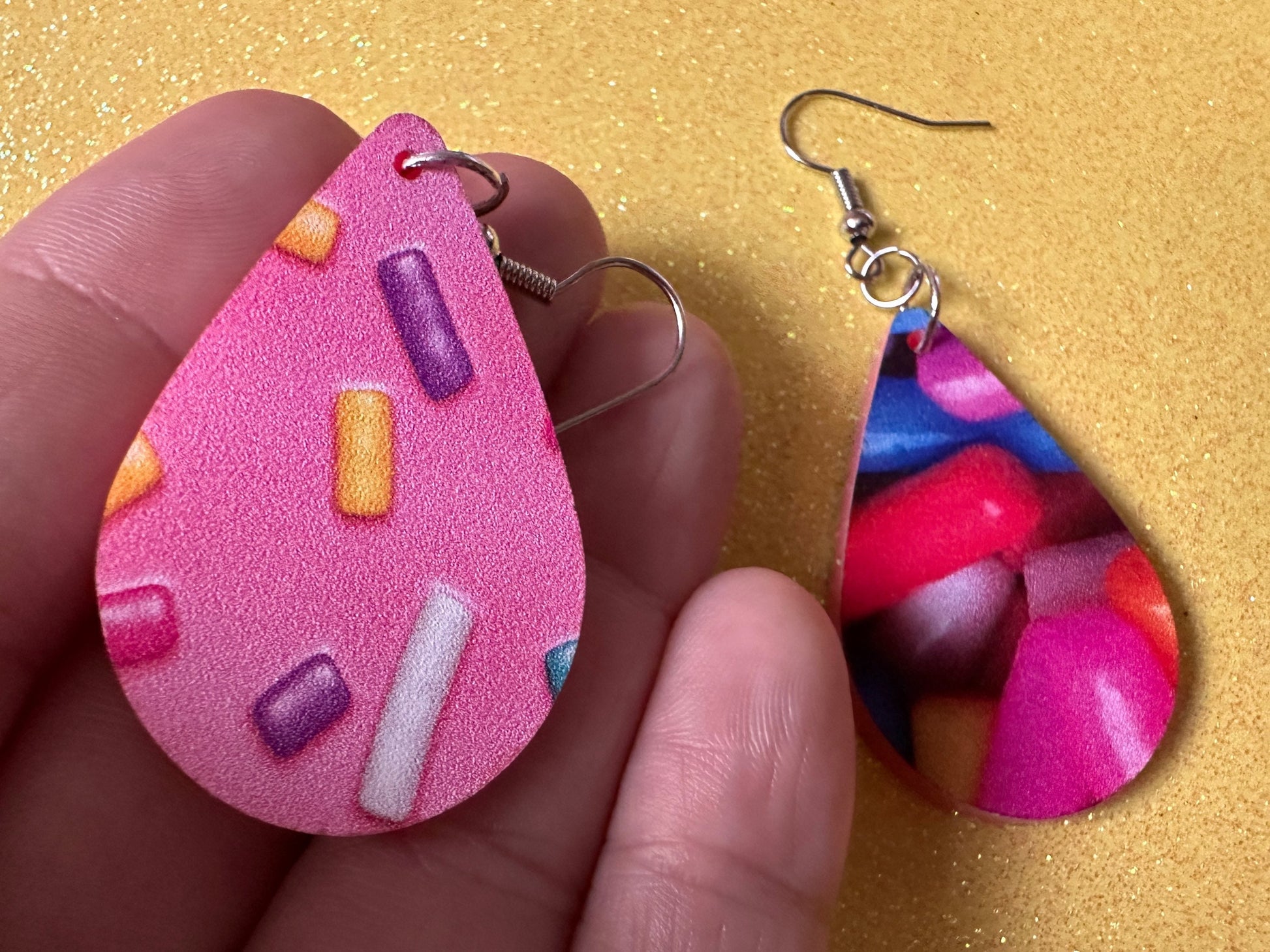 Sprinkles Earrings: Laser Cut Acrylic Sprinkles, Donut Donuts, Dessert, Cake, Ice Cream, Bakery, Food, Pink, Best Gifts for Her/Him/Them
