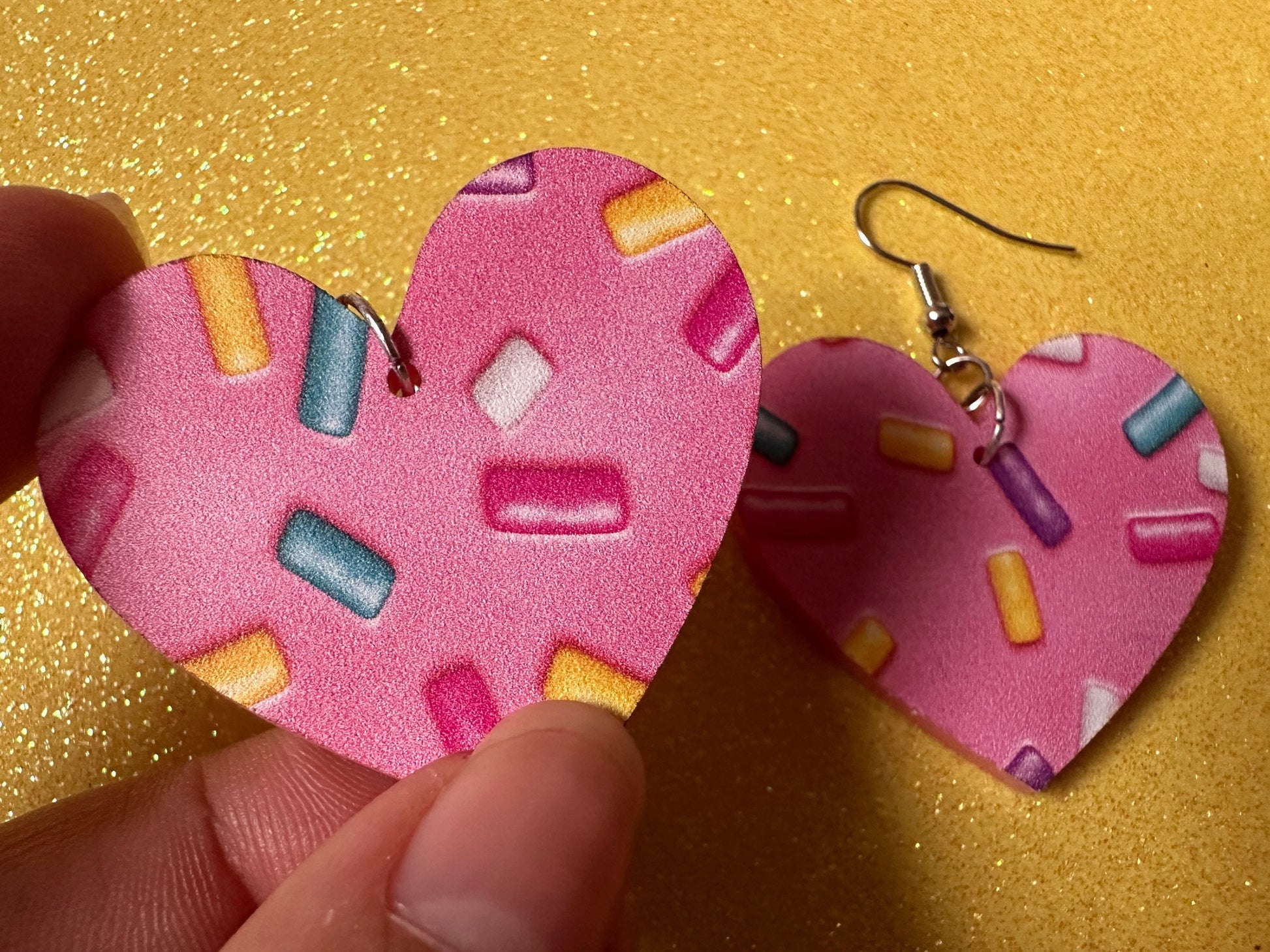 Sprinkles Earrings: Laser Cut Acrylic Sprinkles, Donut Donuts, Dessert, Cake, Ice Cream, Bakery, Food, Pink, Best Gifts for Her/Him/Them