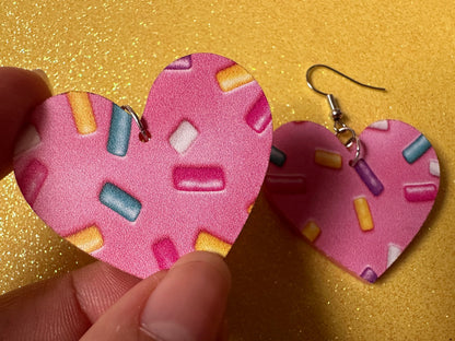 Sprinkles Earrings: Laser Cut Acrylic Sprinkles, Donut Donuts, Dessert, Cake, Ice Cream, Bakery, Food, Pink, Best Gifts for Her/Him/Them