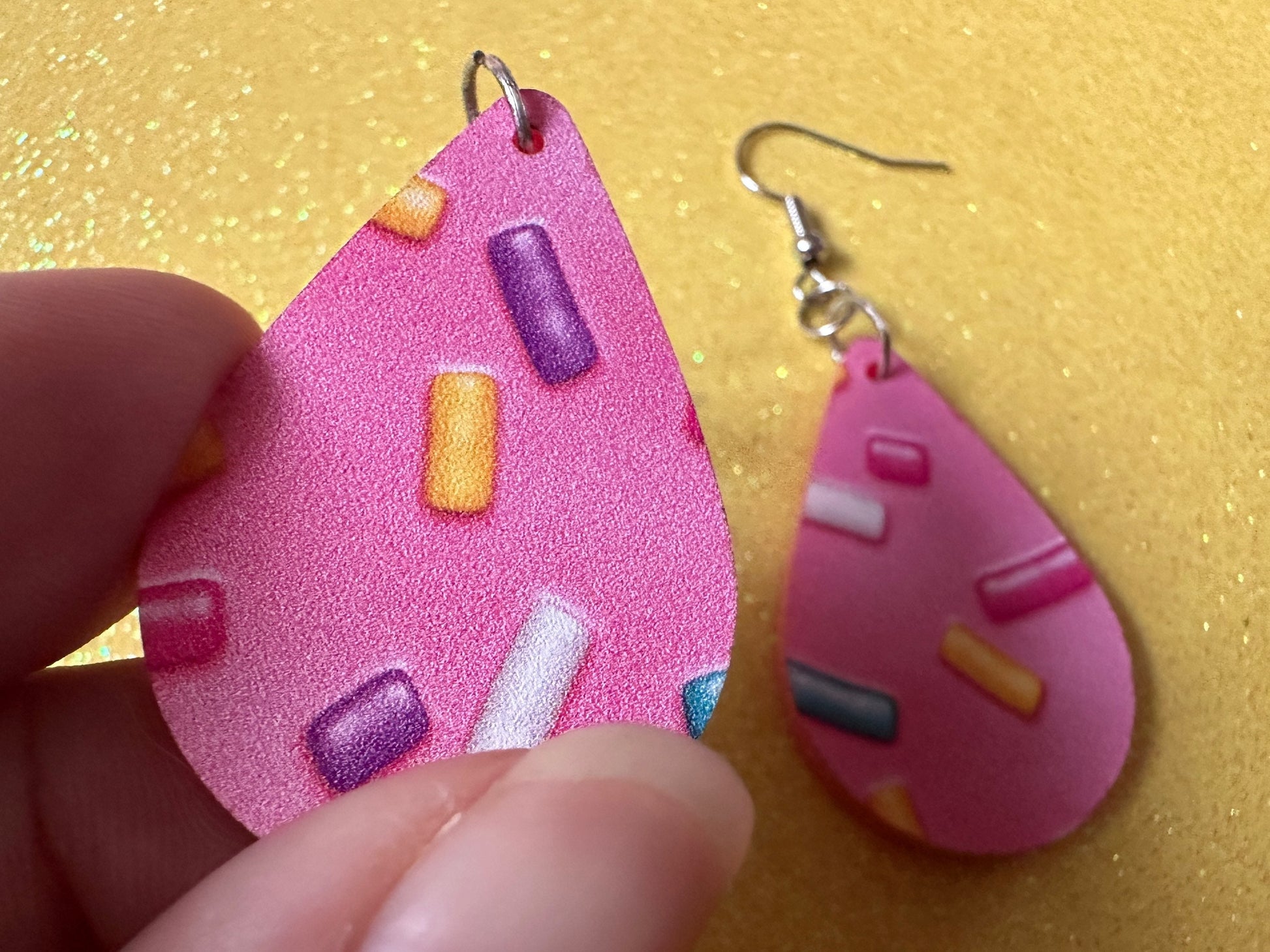 Sprinkles Earrings: Laser Cut Acrylic Sprinkles, Donut Donuts, Dessert, Cake, Ice Cream, Bakery, Food, Pink, Best Gifts for Her/Him/Them