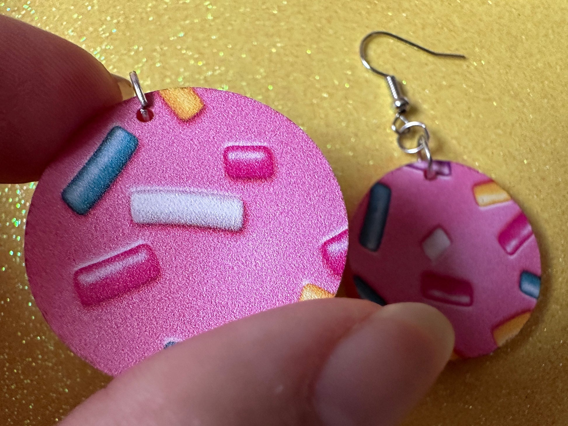 Sprinkles Earrings: Laser Cut Acrylic Sprinkles, Donut Donuts, Dessert, Cake, Ice Cream, Bakery, Food, Pink, Best Gifts for Her/Him/Them