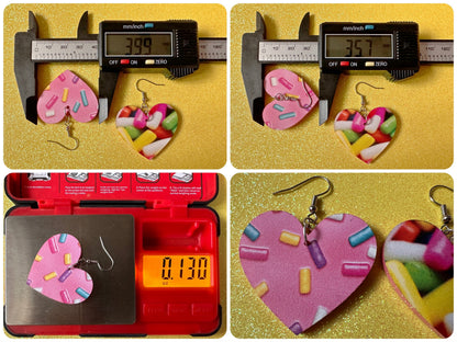 Sprinkles Earrings: Laser Cut Acrylic Sprinkles, Donut Donuts, Dessert, Cake, Ice Cream, Bakery, Food, Pink, Best Gifts for Her/Him/Them