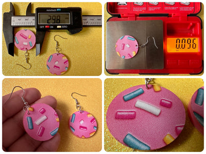 Sprinkles Earrings: Laser Cut Acrylic Sprinkles, Donut Donuts, Dessert, Cake, Ice Cream, Bakery, Food, Pink, Best Gifts for Her/Him/Them