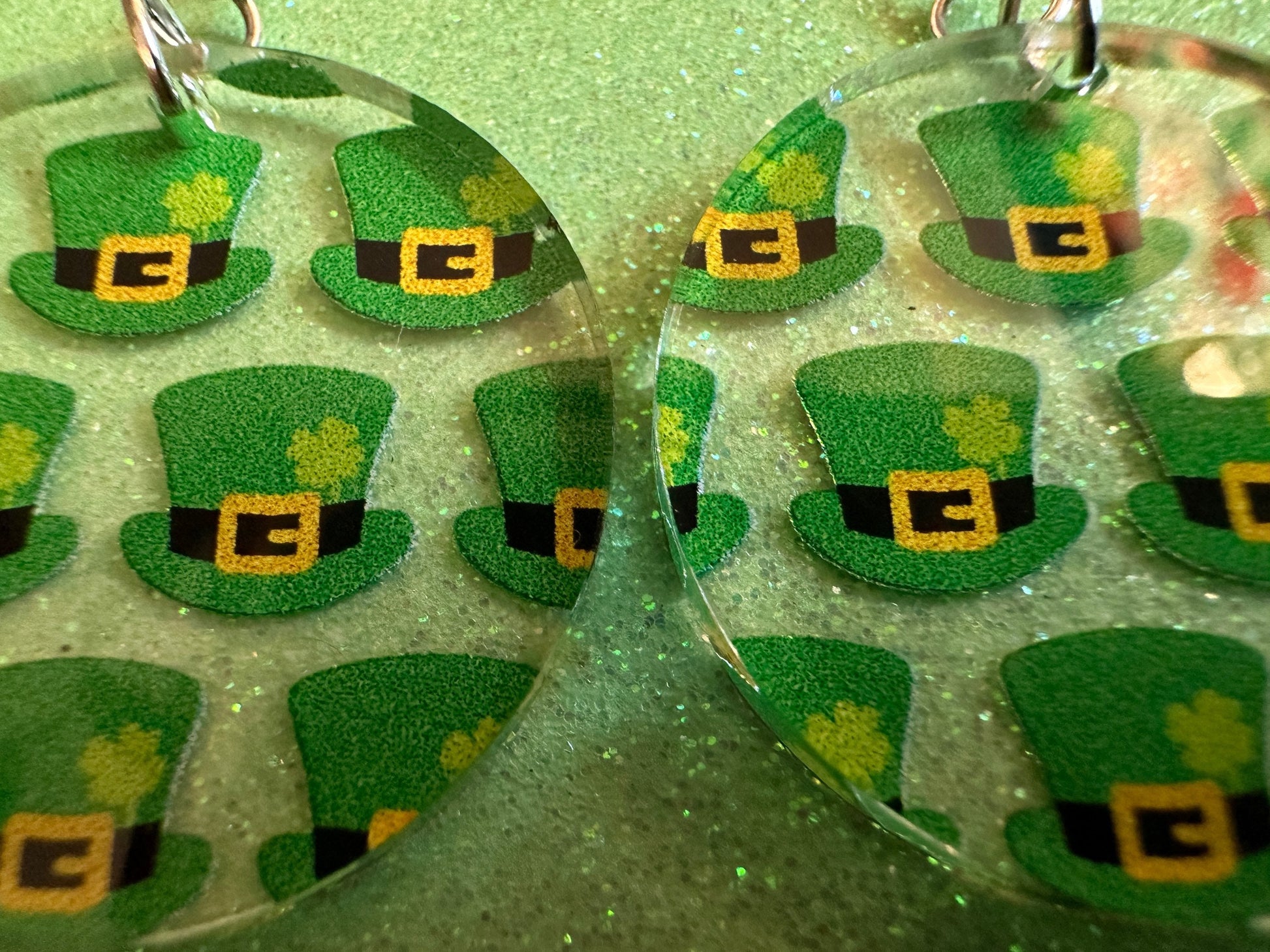 St. Patrick's Day Earrings: Laser Cut Acrylic Green Hat Earrings, Four Leaf Clover, Lucky, Leprechaun, Irish, Best Gifts for Her/Him/Them