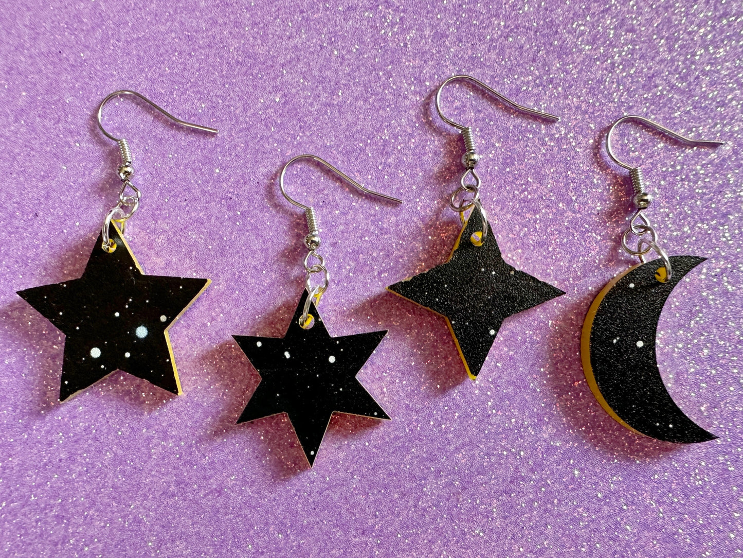 Star & Moon Earrings: Laser Cut Acrylic Stars, Magic, Night Sky, Moons, Astrology, Astronomy, Space Themed, Best Gifts for Her/Him/Them