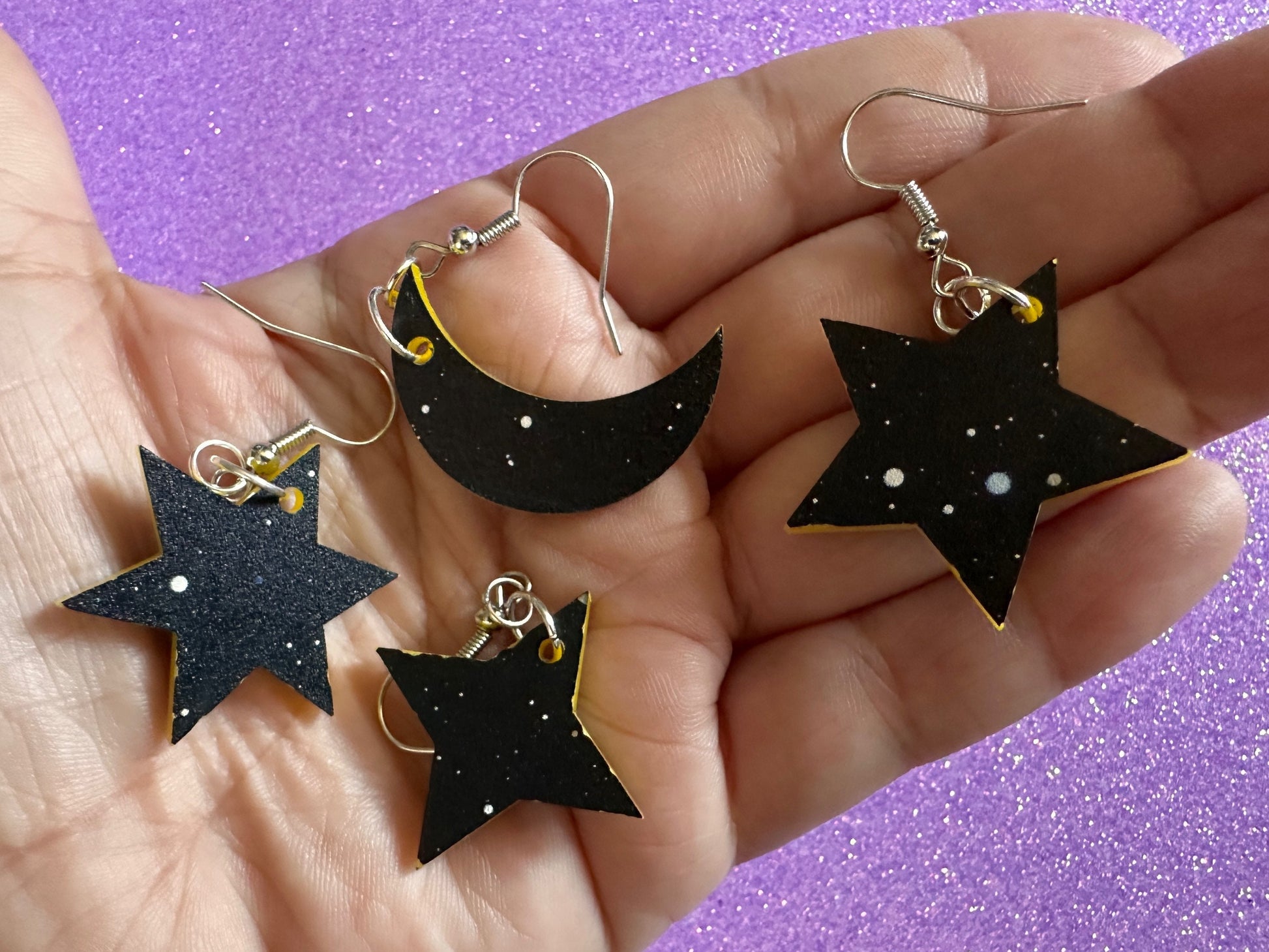 Star & Moon Earrings: Laser Cut Acrylic Stars, Magic, Night Sky, Moons, Astrology, Astronomy, Space Themed, Best Gifts for Her/Him/Them