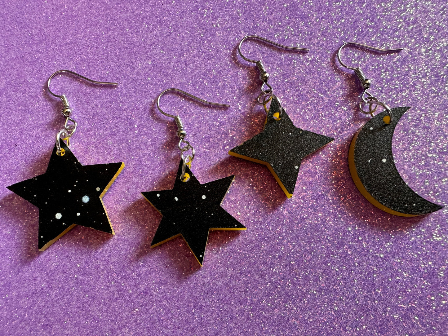 Star & Moon Earrings: Laser Cut Acrylic Stars, Magic, Night Sky, Moons, Astrology, Astronomy, Space Themed, Best Gifts for Her/Him/Them