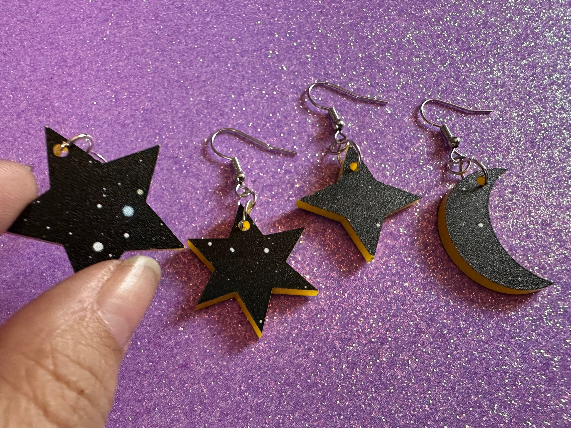 Star & Moon Earrings: Laser Cut Acrylic Stars, Magic, Night Sky, Moons, Astrology, Astronomy, Space Themed, Best Gifts for Her/Him/Them