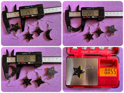 Star & Moon Earrings: Laser Cut Acrylic Stars, Magic, Night Sky, Moons, Astrology, Astronomy, Space Themed, Best Gifts for Her/Him/Them