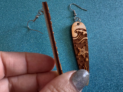 Starfish Earrings: Laser Cut Wood Sea Creature, Waves, Ocean, Seaweed, Diving, Tropical Dive, Hawaii, Aquatic, Best Gifts for Her/Him/Them