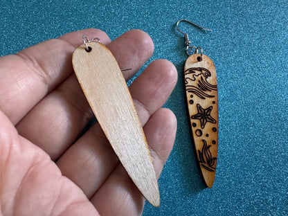 Starfish Earrings: Laser Cut Wood Sea Creature, Waves, Ocean, Seaweed, Diving, Tropical Dive, Hawaii, Aquatic, Best Gifts for Her/Him/Them