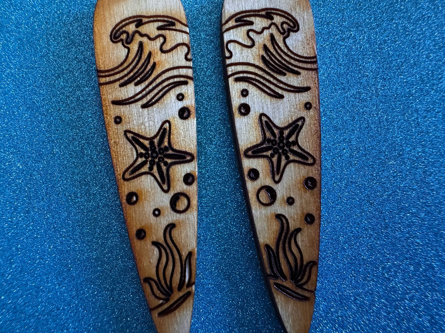 Starfish Earrings: Laser Cut Wood Sea Creature, Waves, Ocean, Seaweed, Diving, Tropical Dive, Hawaii, Aquatic, Best Gifts for Her/Him/Them