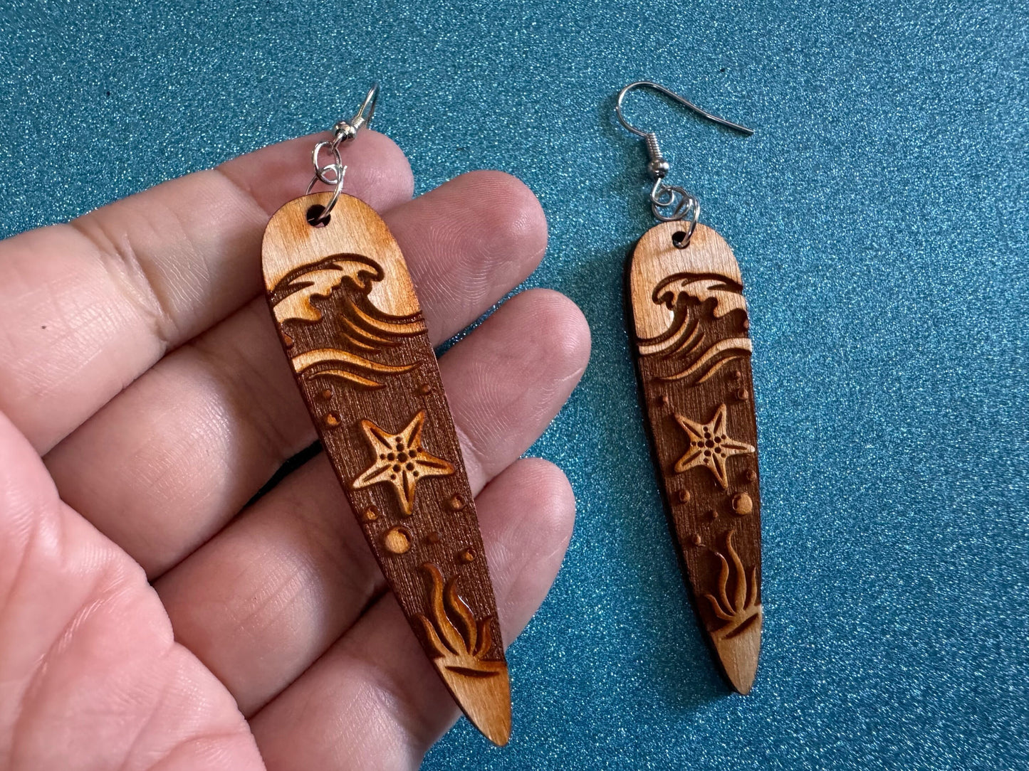 Starfish Earrings: Laser Cut Wood Sea Creature, Waves, Ocean, Seaweed, Diving, Tropical Dive, Hawaii, Aquatic, Best Gifts for Her/Him/Them