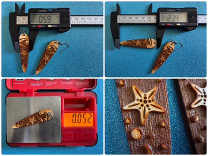Starfish Earrings: Laser Cut Wood Sea Creature, Waves, Ocean, Seaweed, Diving, Tropical Dive, Hawaii, Aquatic, Best Gifts for Her/Him/Them