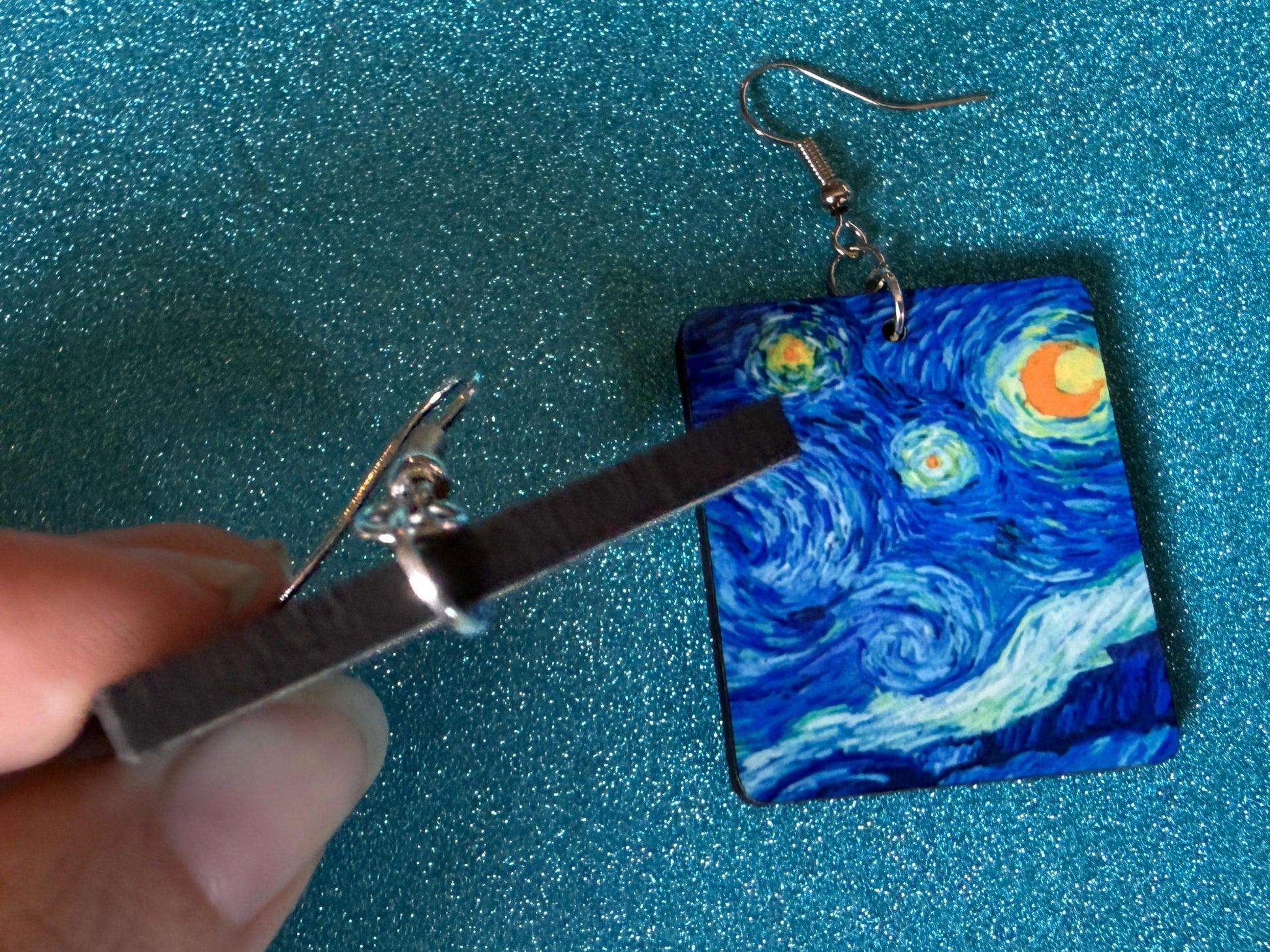 Starry Night Earrings: Laser Cut Acrylic Paintings, Van Gogh Immersive Experience, Famous Painting, Moon, Stars, Best Gifts for Her/Him/Them